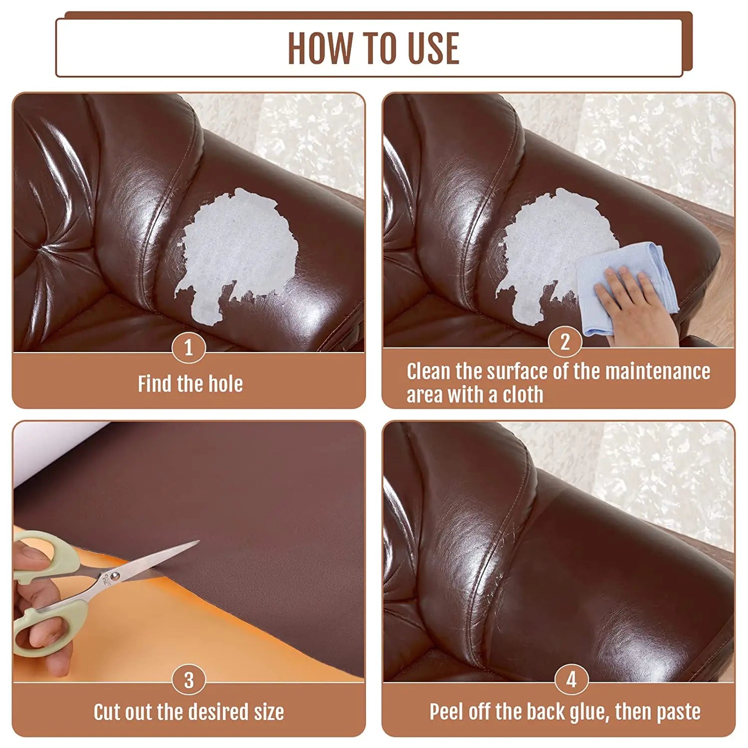 Self-Adhesive Leather Refinisher Cuttable Sofa Repair